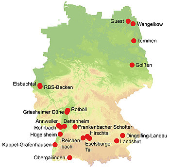Ausgewählte Beobachtungsflächen in Deutschland